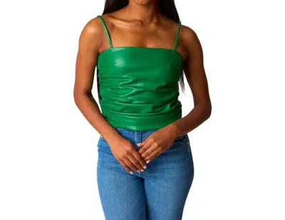 Buddylove Jolie Vegan Leather Cropped Tank Top In Green