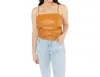 Buddylove Jolie Vegan Leather Cropped Tank Top In Sable In Blue