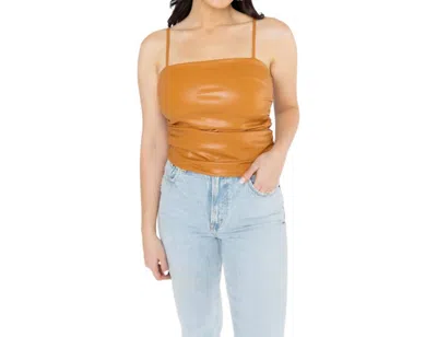 Buddylove Jolie Vegan Leather Cropped Tank Top In Sable In Blue