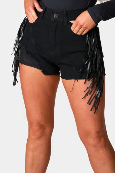 Buddylove Lacey Distressed Denim Shorts In Black