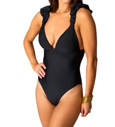 Buddylove Lala Ruffle Shoulder One Piece In Black