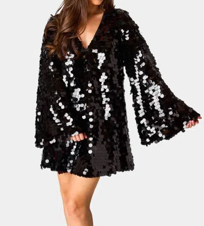 Buddylove Large Dot Sequin Mini Dress In Black