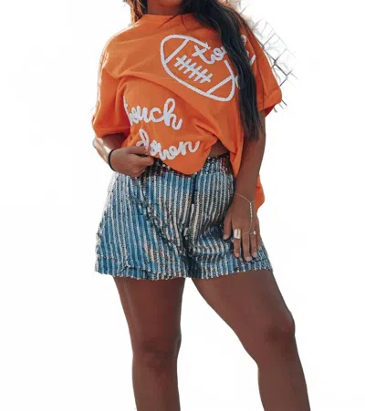 Buddylove Laura Sequin Short In Black In Blue