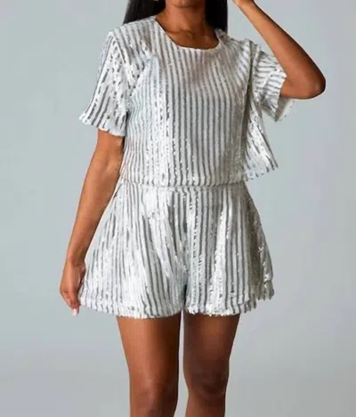 Buddylove Laura Sequin Top & Short Set In Silver