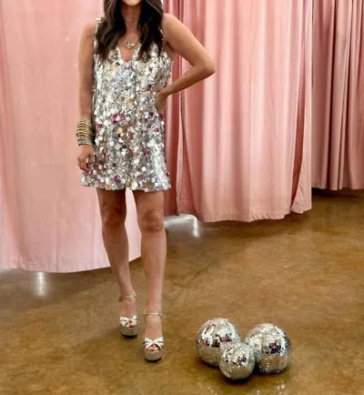 Buddylove Lola Disco Mini Dress In Silver Sequins In Gold