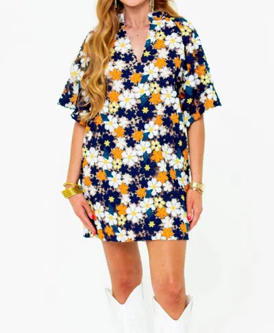 Buddylove Lulu Short Sleeve Mini Caftan In Navy Blaze