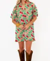 Buddylove Lulu Short Sleeve Mini Caftan In Precious Coral