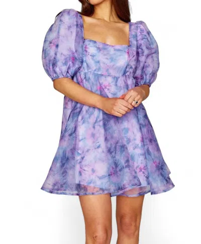 Buddylove Lyla Puff Sleeve Baby Doll Dress In Ripple In Purple