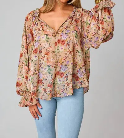 Buddylove Mandy Long Sleeve Blouse Vintage In Tan In Multi