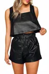 Buddylove Manning Vegan Leather Cropped Tank Top In Black