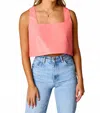 Buddylove Manning Vegan Leather Cropped Tank Top In Coral In Pink