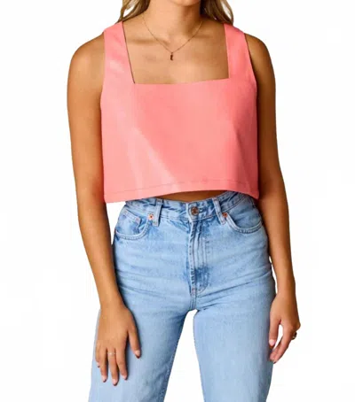 Buddylove Manning Vegan Leather Cropped Tank Top In Coral In Pink
