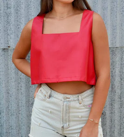 Buddylove Manning Vegan Leather Cropped Tank Top In Red
