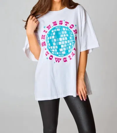 Buddylove Marshall Rhinestone Cowgirl Oversized Tee In White