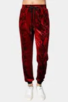 Buddylove Meadow Velour Joggers In Lava Rock In Red