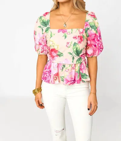 Buddylove Mirabelle Puff Sleeve Top In Explorer In Multi