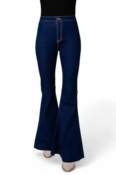 Buddylove Moonshine High-waisted Flare Jeans In Dark Wash In Blue