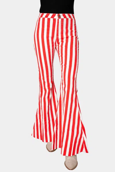 Buddylove Moonshine High-waisted Flare Jeans In Red