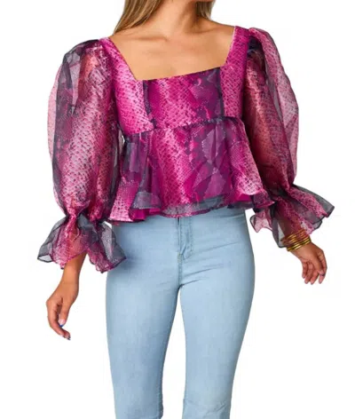 Buddylove Pammie Puff Sleeve Peplum Top In Jafaar In Multi