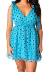 Buddylove Polka Dot Dreams Mini Dress In Blue In Blue