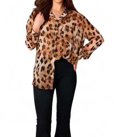 Buddylove Portia Loose Button Up Top In Prowl In Multi