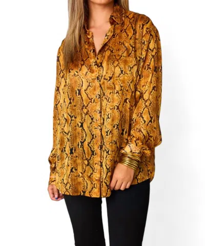 Buddylove Portia Loose Button Up Top In Snake Charmer In Multi
