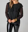 Buddylove Prairie Ruffle Long Sleeve Top In Black Quartz In Multi
