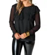 Buddylove Prairie Ruffle Long Sleeve Top In Black Quartz In Multi