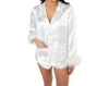 Buddylove Prescott Feather Trimmed Pajama Set In White In White