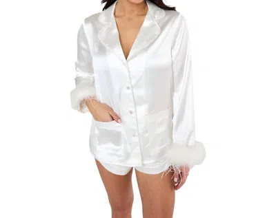 Buddylove Prescott Feather Trimmed Pajama Set In White