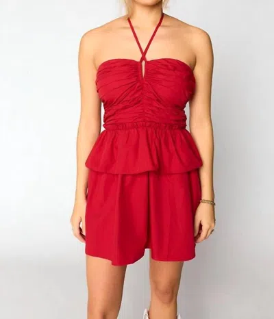 Buddylove Remi Halter Romper Dress In Red