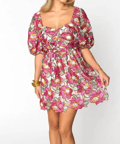 Buddylove Reyna Puff Sleeve Mini Dress In Pink Multi