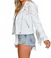Buddylove Rife Crystal Fringe Vegan Leather Jacket In White In White