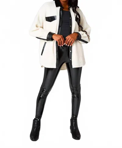 Buddylove Rowen Sherpa Shacket In White In Neutral