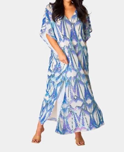 Buddylove Sequin Caftan Maxi Dress In Blue