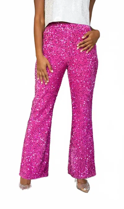 Buddylove Shannon High Waisted Sequin Pants In Highkey Pink