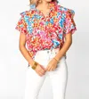 Buddylove Shauna Ruffle Shoulder Top In Berry Blue In Multi