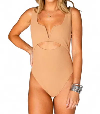 Buddylove Skipper Cut Out Front One-piece In Tan In Multi