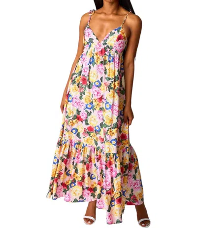 Buddylove Soleil Monet Tie Shoulder Maxi Dress In Pink Multi