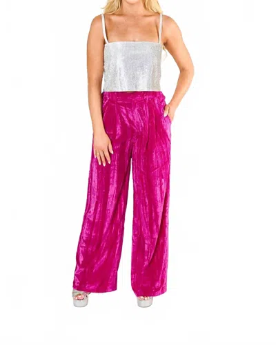 Buddylove Sondra High-waisted Velvet Pants In Fuchsia In Pink