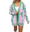 Buddylove Varsity Cardigan Dress In Pink And Green In Multi
