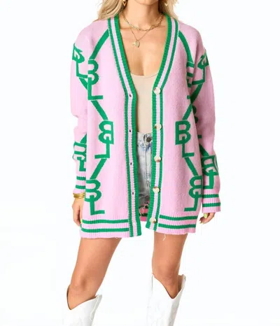 Buddylove Varsity Cardigan Dress In Pink And Green