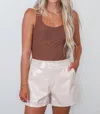 Buddylove Vince Leather Shorts In Ecru