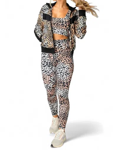 Buddylove Vonn Elastic Long Sleeve Zip Up Jacket In Cheetah In Brown