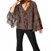 Buddylove Mason Long Sleeve Ruffle Blouse In Te Amo In Brown