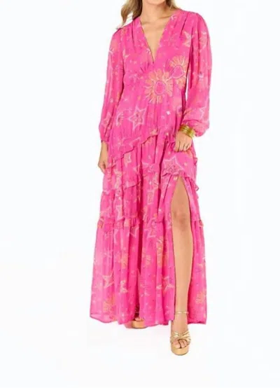 Buddylove Zodiak Printed Maxi Dress In Pink
