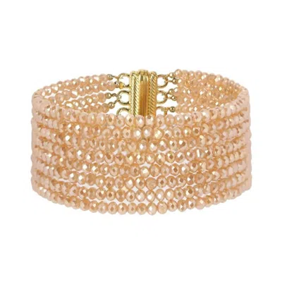 Budhagirl Women's Meghan 5 Strand Crystal Bracelet In Taupe In Gold