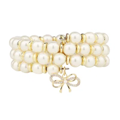 Budhagirl Women's Wrap Bracelet In White Pearl In Gold