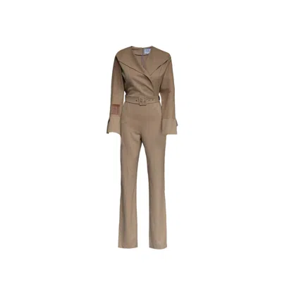 Budoar Atelier Women's Brown Elenor Jumpsuit Beige