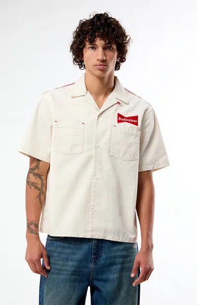 Budweiser Men's By Pacsun Bandana Camp Shirt In Cream In White